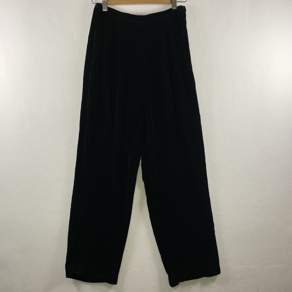 VTG Womens Velvet High Rise Rayon Silk Pants SP Black Whimsigoth Formal Event